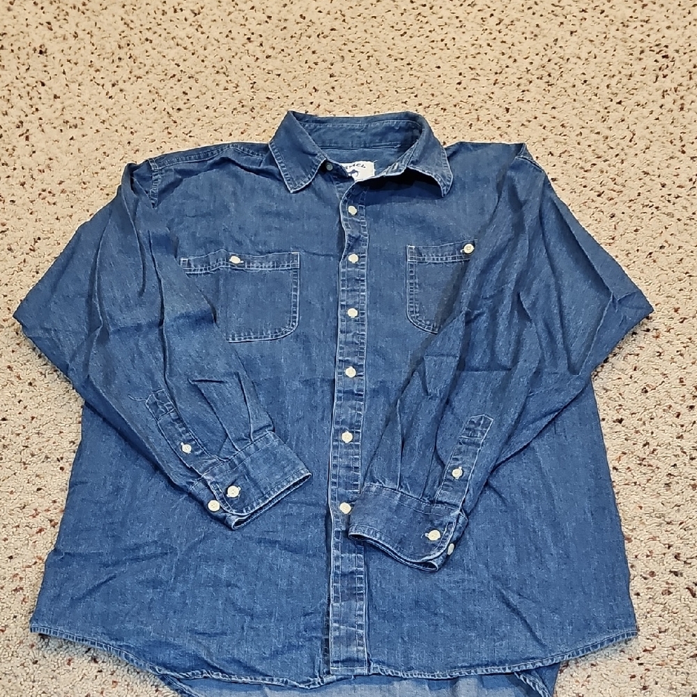 Vintage Camel Men's Blue Denim Shirt